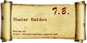 Thaler Balázs névjegykártya