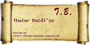 Thaler Balázs névjegykártya